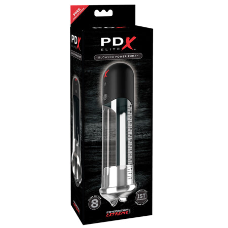 PDX Elite Blowjob Power Pump Automated Suction Clear/Black - Not Very Vanilla