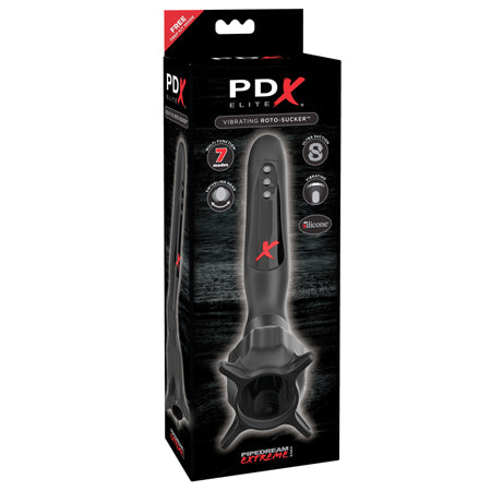 PDX Elite Vibrating Roto-Sucker Swiveling Suction Masturbator Black - Not Very Vanilla