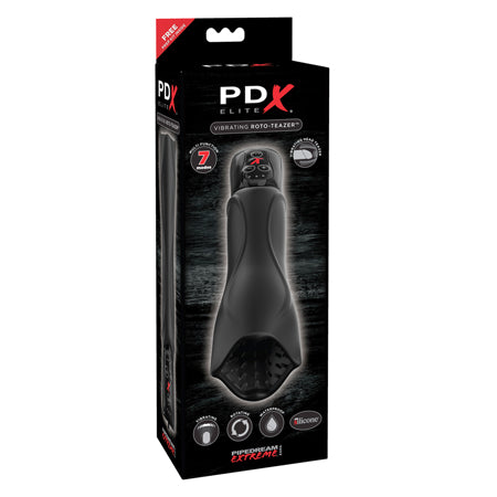 PDX Elite Vibrating Roto-Teazer Rotating Masturbator Black - Not Very Vanilla