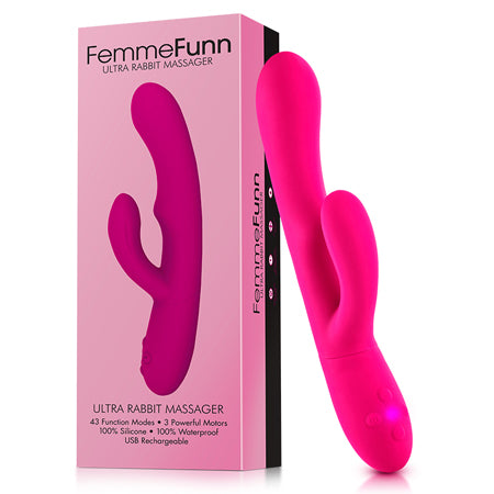 FemmeFunn Ultra Rabbit Rechargeable Silicone Dual Stimulation Vibrator Pink - Not Very Vanilla