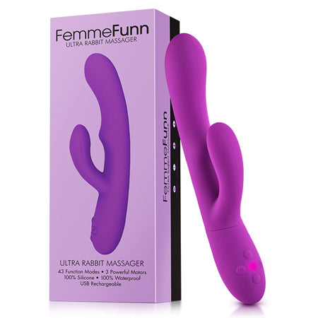 FemmeFunn Ultra Rabbit Rechargeable Silicone Dual Stimulation Vibrator Purple - Not Very Vanilla