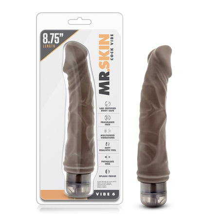 Blush Dr. Skin Vibe 6 Realistic 8.75 in. Vibrating Dildo Brown - Not Very Vanilla