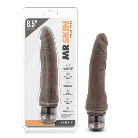 Blush Dr. Skin Vibe 7 Realistic 8.5 in. Vibrating Dildo Brown - Not Very Vanilla