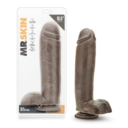 Blush Dr. Skin Mr. Mister Realistic 10.5 in. Dildo with Balls & Suction Cup Brown - Not Very Vanilla