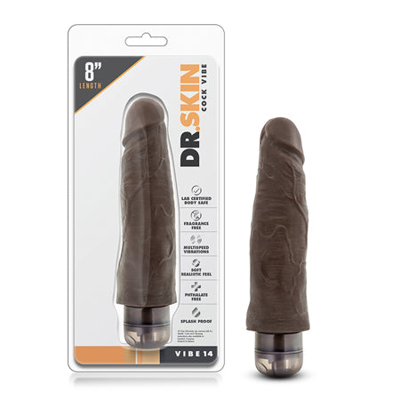 Blush Dr. Skin Vibe 14 Realistic 8 in. Vibrating Dildo Brown - Not Very Vanilla