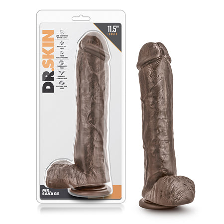 Blush Dr. Skin Mr. Savage Realistic 11.5 in. Dildo with Balls & Suction Cup Brown - Not Very Vanilla