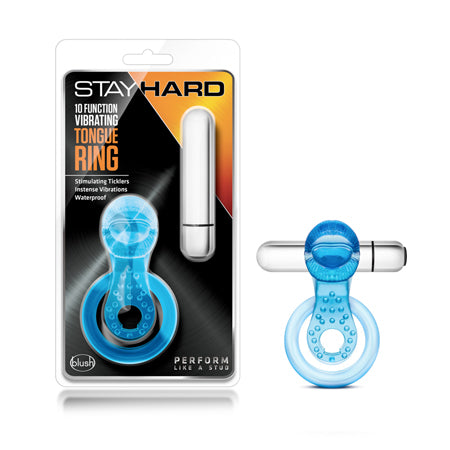 Blush Stay Hard 10 Function Vibrating Tongue Ring Blue - Not Very Vanilla