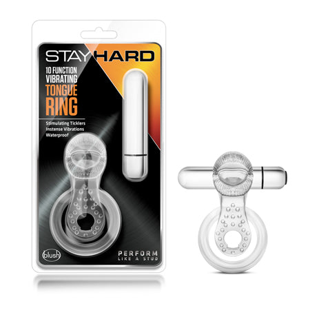 Blush Stay Hard 10 Function Vibrating Tongue Ring Clear - Not Very Vanilla