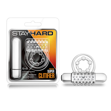 Blush Stay Hard Vibrating Super Clitifier Cockring Clear - Not Very Vanilla