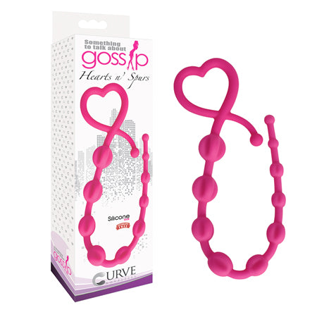 Curve Toys Gossip Hearts N Spurs Silicone Ridged Anal Beads Magenta - Not Very Vanilla