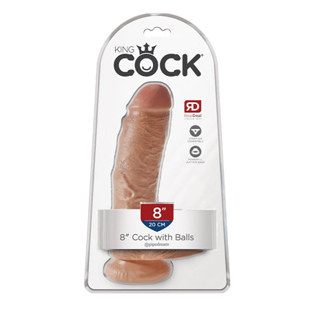 Pipedream King Cock 8 in. Cock With Balls Realistic Suction Cup Dildo Tan - Not Very Vanilla