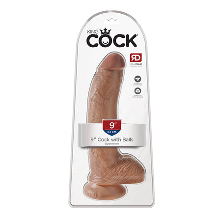 Pipedream King Cock 9 in. Cock With Balls Realistic Suction Cup Dildo Tan - Not Very Vanilla