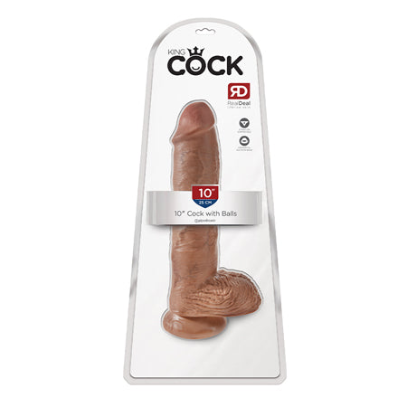 Pipedream King Cock 10 in. Cock With Balls Realistic Suction Cup Dildo Tan - Not Very Vanilla