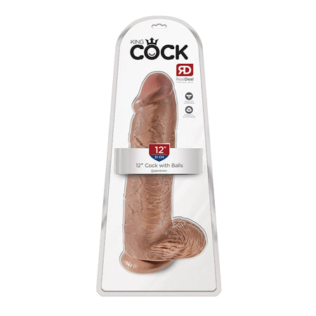 Pipedream King Cock 12 in. Cock With Balls Realistic Suction Cup Dildo Tan - Not Very Vanilla