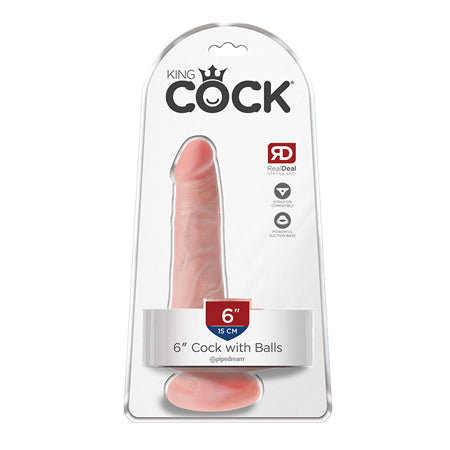 Pipedream King Cock 6 in. Cock With Balls Realistic Suction Cup Dildo Beige - Not Very Vanilla