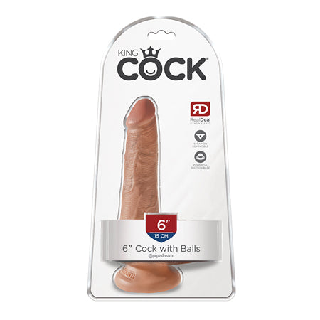 Pipedream King Cock 6 in. Cock With Balls Realistic Suction Cup Dildo Tan - Not Very Vanilla