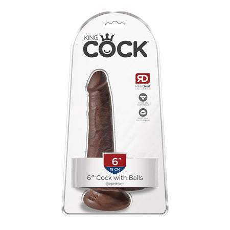 Pipedream King Cock 6 in. Cock With Balls Realistic Suction Cup Dildo Brown - Not Very Vanilla