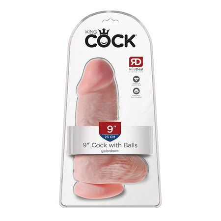 Pipedream King Cock Chubby 9 in. Cock With Balls Realistic Suction Cup Dildo Beige - Not Very Vanilla