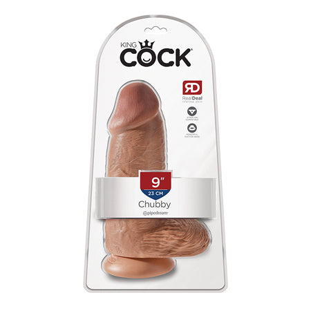 Pipedream King Cock Chubby 9 in. Cock With Balls Realistic Suction Cup Dildo Tan - Not Very Vanilla