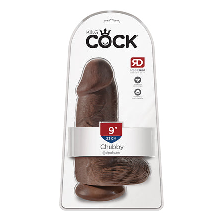 Pipedream King Cock Chubby 9 in. Cock With Balls Realistic Suction Cup Dildo Brown - Not Very Vanilla