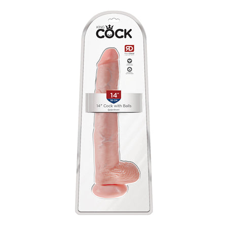 Pipedream King Cock 14 in. Cock With Balls Realistic Suction Cup Dildo Beige - Not Very Vanilla