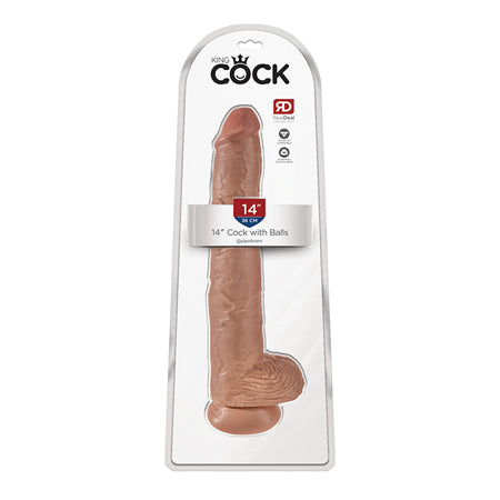 Pipedream King Cock 14 in. Cock With Balls Realistic Suction Cup Dildo Tan - Not Very Vanilla