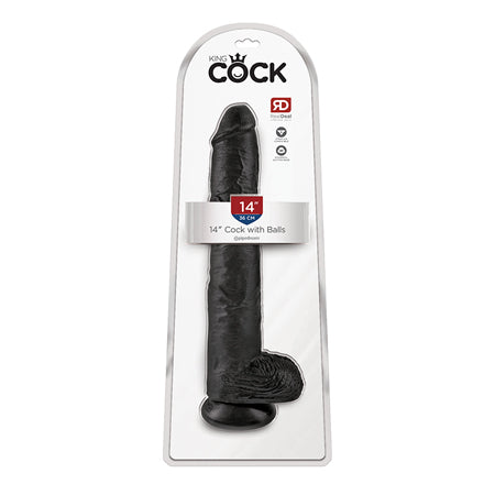 Pipedream King Cock 14 in. Cock With Balls Realistic Suction Cup Dildo Black - Not Very Vanilla