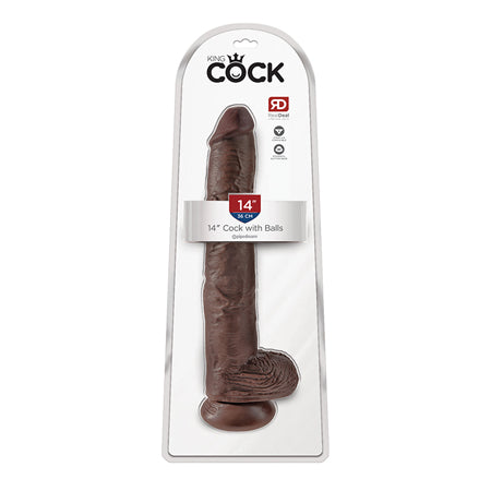 Pipedream King Cock 14 in. Cock With Balls Realistic Suction Cup Dildo Brown - Not Very Vanilla