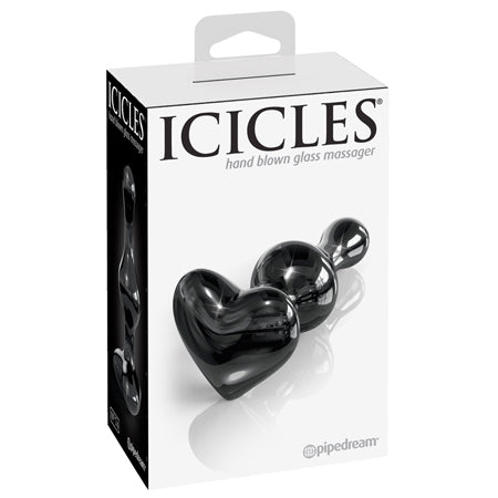 Pipedream Icicles No. 74 Beaded Glass Massager With Heart-Shaped Base Black - Not Very Vanilla