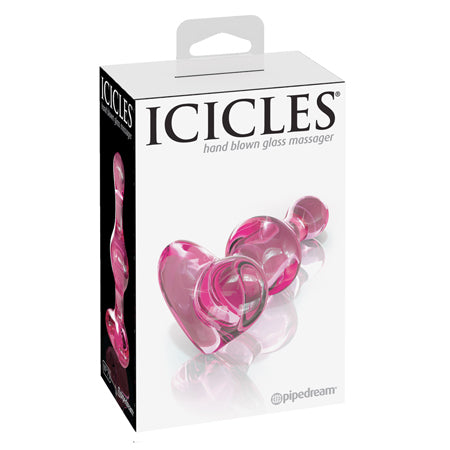 Pipedream Icicles No. 75 Beaded Glass Massager With Heart-Shaped Base Pink - Not Very Vanilla