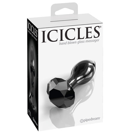 Pipedream Icicles No. 78 Glass Anal Plug With Faceted Base Black - Not Very Vanilla