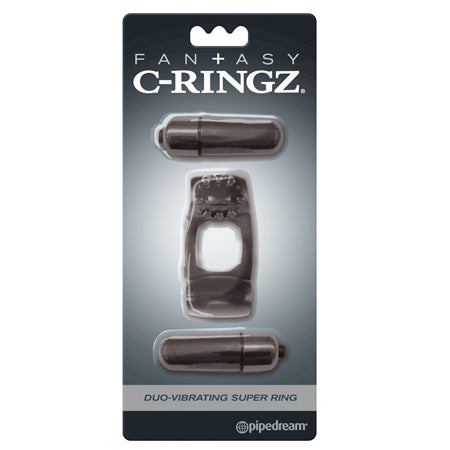 Pipedream Fantasy C-Ringz Duo-Vibrating Super Ring With Dual Bullets Black - Not Very Vanilla