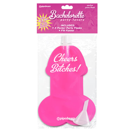 Pipedream Bachelorette Party Favors 3-Piece Pecker Party Flask Pink - Not Very Vanilla