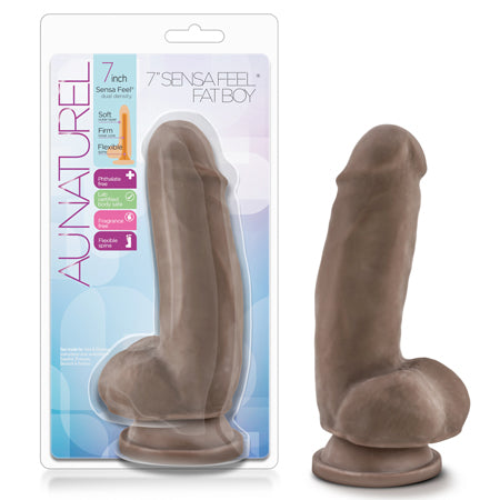 Blush Au Naturel 7 in. Fat Boy Posable Dual Density Dildo with Balls & Suction Cup Brown - Not Very Vanilla