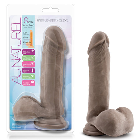 Blush Au Naturel 8 in. Posable Dual Density Dildo with Balls & Suction Cup Brown - Not Very Vanilla