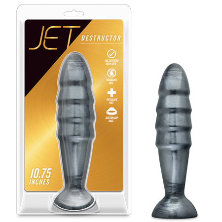 Blush Jet Destructor 10.75 in. Anal Plug Carbon Metallic Black - Not Very Vanilla