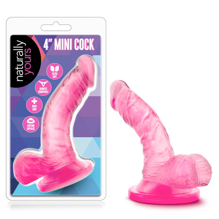 Blush Naturally Yours 4 in. Mini Cock Realistic Dildo with Balls & Suction Cup Pink - Not Very Vanilla