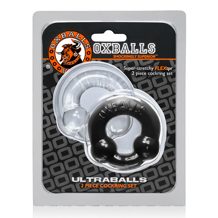 OxBalls Ultraballs, 2-Pack Cockring, Black & Clear - Not Very Vanilla