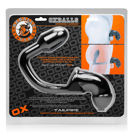 OxBalls Tailpipe, Chastity Cock-Lock And Attacehd Buttplug, Black - Not Very Vanilla