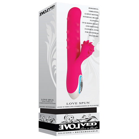 Evolved Love Spun Rechargeable Silicone Dual Stimulator Pink - Not Very Vanilla