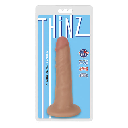 Curve Toys Thinz 6 in. Slim Dildo with Suction Cup Beige - Not Very Vanilla