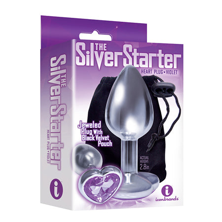 The 9's, The Silver Starter, Bejeweled Heart Stainless Steel Plug, Violet - Not Very Vanilla