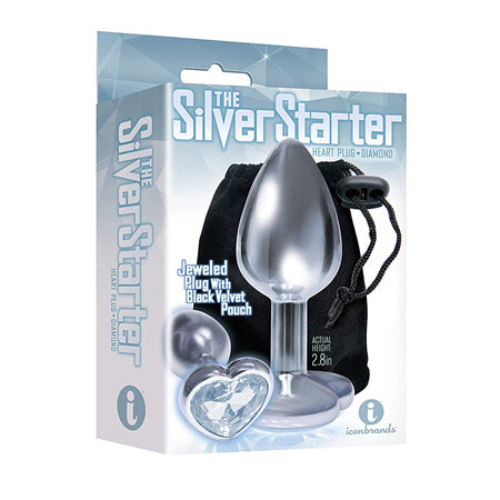 The 9's, The Silver Starter, Bejeweled Heart Stainless Steel Plug, Diamond - Not Very Vanilla