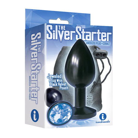 The 9's, The Silver Starter, Bejeweled Anodized Stainless Steel Plug, Colbalt - Not Very Vanilla