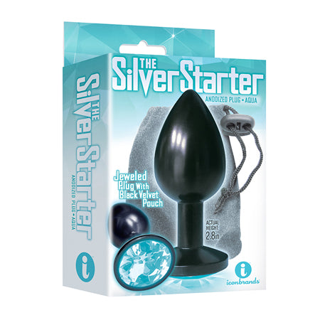 The 9's, The Silver Starter, Bejeweled Anodized Stainless Steel Plug, Aqua - Not Very Vanilla