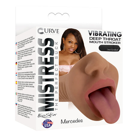 Curve Toys Mistress Perfect Suck Mercedes Vibrating Deep Throat Mouth Stroker Brown - Not Very Vanilla