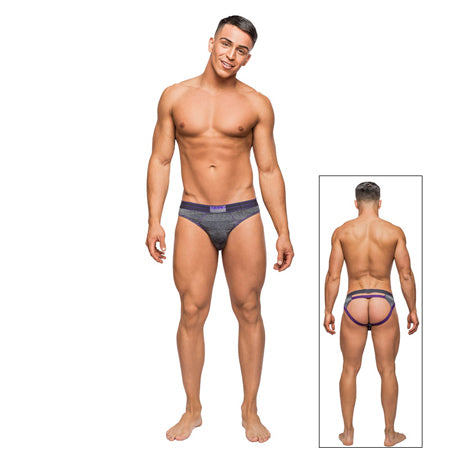 Male Power Heather Haze Cutout Thong Grey LX - Not Very Vanilla