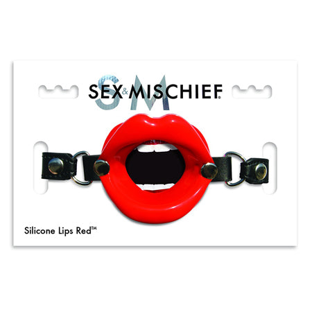 Sportsheets Sex & Mischief Silicone Lips Adjustable Open-Mouth Gag Red - Not Very Vanilla