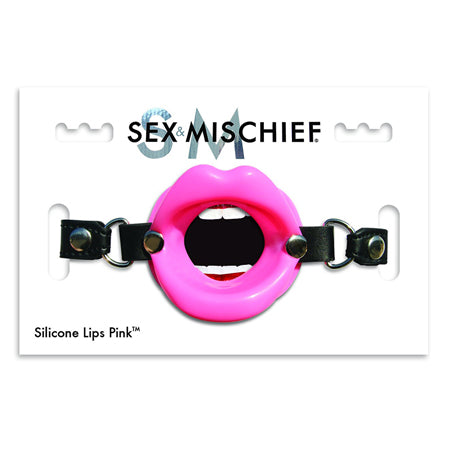 Sportsheets Sex & Mischief Silicone Lips Adjustable Open-Mouth Gag Pink - Not Very Vanilla