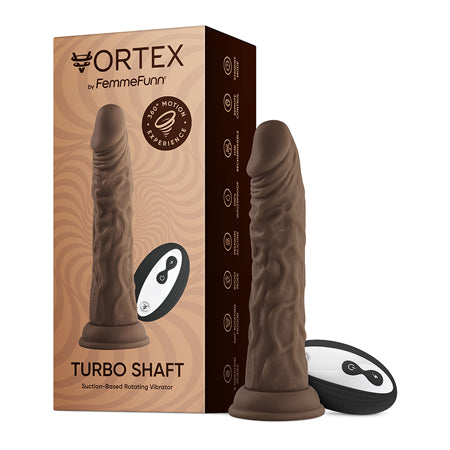 FemmeFunn Vortex Turbo Shaft 2.0 8 in. Vibrating Rotating Dildo Brown - Not Very Vanilla